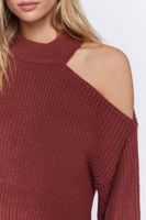 Women's Asymmetrical Open-Shoulder Sweater in Brick Small