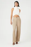 Women's Straight-Leg Trouser Pants in Taupe Small