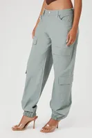 Women's High-Rise Poplin Cargo Pants in Olive Large