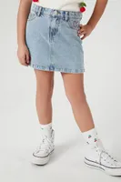 Girls Embroidered Denim Skirt (Kids) in Light Denim, 9/10