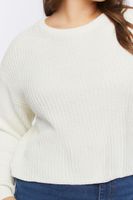 Women's Ribbed Crew Sweater in Vanilla, 0X