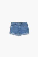 Girls Distressed Denim Shorts (Kids) in Light Denim, 11/12