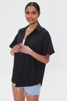 Women's Oversized Button-Front Shirt in Black Small