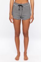 Women's Gingham Crop Top & Shorts Set in Black/White Large