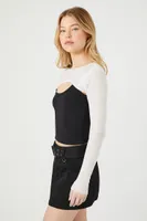 Women's Super Cropped Sweater in White Small