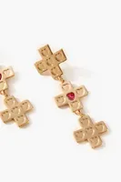 Women's Frasier Sterling Cross Drop Earrings in Gold