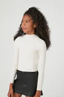 Girls Seamless Mock Neck Top (Kids) in Birch Large