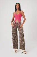 Women's Twill Tie-Dye Cargo Pants in Olive Small