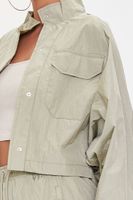 Women's Cropped Raglan-Sleeve Windbreaker in Sage Small