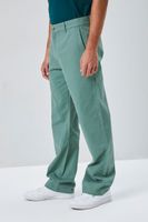 Men Cotton Straight-Leg Pants in Green, 33