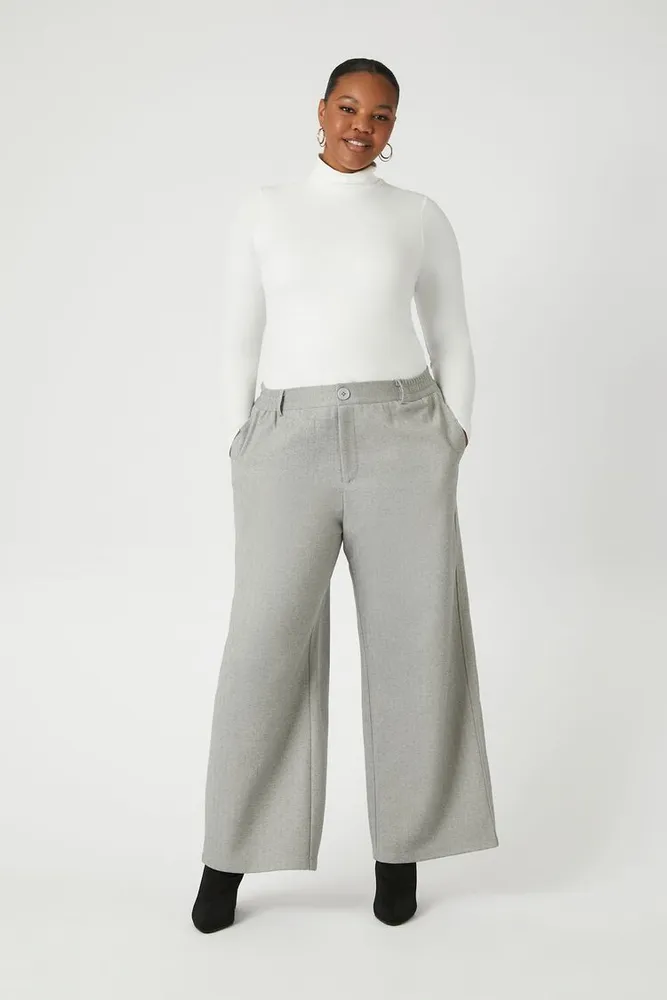 Women's Wide-Leg Trouser Pants in Grey, 4X