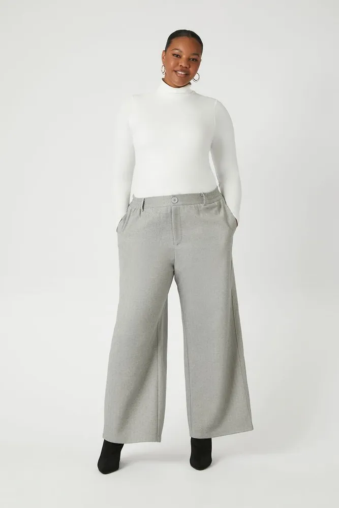 Women's Wide-Leg Trouser Pants in Grey, 1X