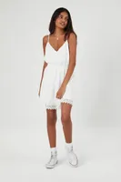 Women's Lace-Trim Mini Dress in White Large