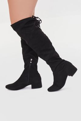 Women's Knee-High Faux Suede Boots (Wide) in Black, 6