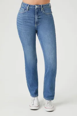 Women's High-Rise Straight-Leg Jeans Medium Denim,