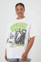 Women's Green Day Dookie Graphic T-Shirt in White, 0X