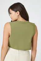 Women's Cropped Muscle T-Shirt Olive