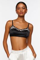 Women's Satin Zebra-Trim Triangle Bralette Black