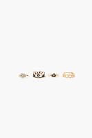 Women's Evil Eye & Chain Ring Set in Gold/Black, 7