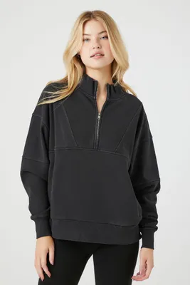 Women's Half-Zip Fleece Pullover in Black Small