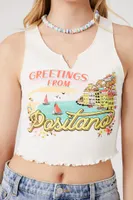 Women's Greetings From Positano Crop Top in Cream Small