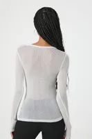 Women's Sheer Long-Sleeve Top in Silver, XL