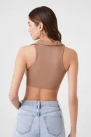 Women's Plunging O-Ring Cropped Tank Top in Brown Medium