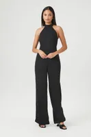 Women's Halter Wide-Leg Jumpsuit in Black, XS