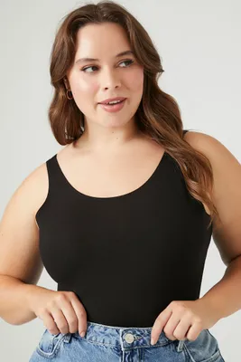 Women's Scoop-Neck Tank Bodysuit in Black, 3X