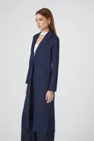 Women's Notched Denim Trench Coat in Dark Denim Medium