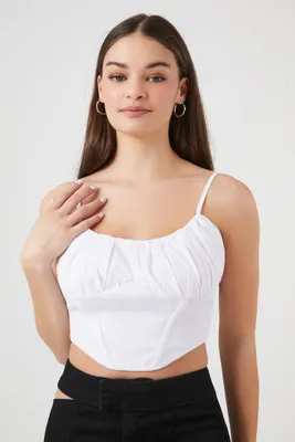 Women's Ruched Corset Cropped Cami White