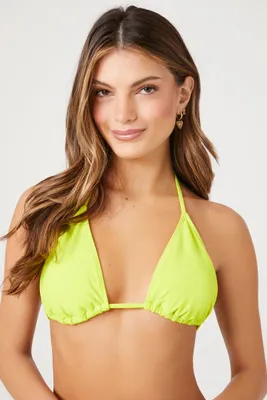 Women's String Triangle Bikini Top in Citron Large