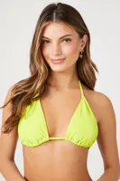 Women's String Triangle Bikini Top in Citron Large