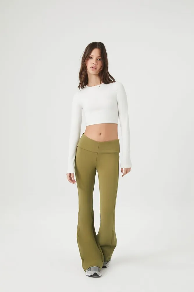 Women's Flare V-Cut Leggings in Green Small