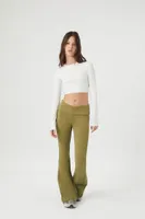 Women's Flare V-Cut Leggings in Green Small