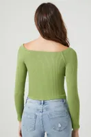 Women's Ribbed Knit Boat Neck Top