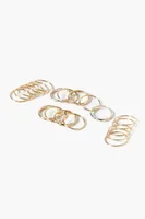 Women's Thin Smooth Ring Set in Gold/Rose Gold, 7