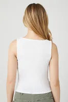 Women's Ruched Cropped Tank Top in White Small