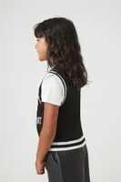 Girls Nevermore Sweater Vest (Kids) in Black/White, 13/14