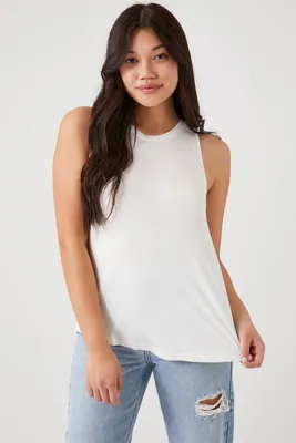 Women's Dolphin-Hem Tank Top in White Medium