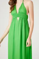 Women's Cutout Halter Maxi Dress in Green Large