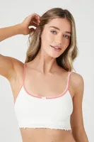 Women's Seamless Ribbed Bralette in White/Peachy Cheeks Medium