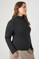 Women's Mock Neck Top in Black, 2X