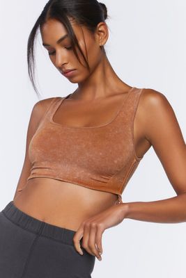 Women's Active Seamless Ribbed Crop Top in Toffee Small