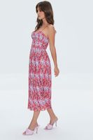 Women's Abstract Print Cami Midi Dress in Red Small