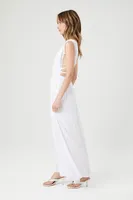 Women's Crepe Caged V-Neck Maxi Dress in White Medium