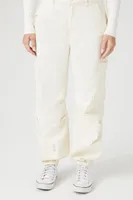 Women's High-Rise Denim Cargo Pants in Ivory Large