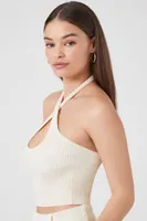 Women's Compact Ribbed Knit Crop Top Cream