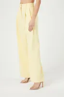 Women's High-Rise Wide-Leg Trouser Pants in Yellow, XL