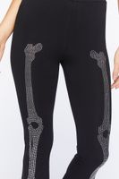 Women's Skeleton Graphic Flare Pants in Black/Silver Small